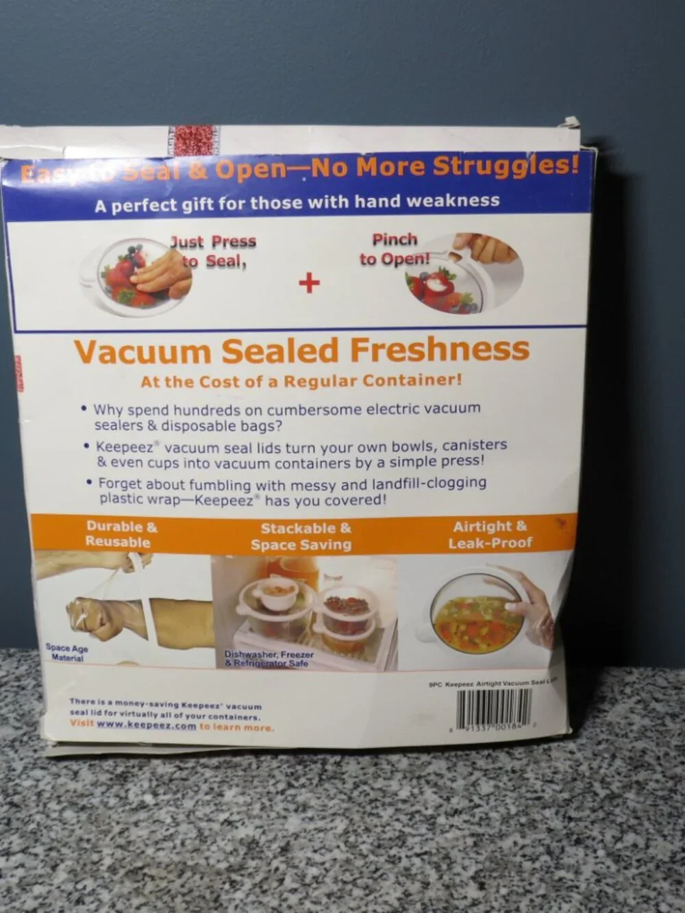 Keepeez Universal Airtight Vacuum Seal Lids 9 Piece Set New In Box